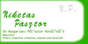 niketas pasztor business card